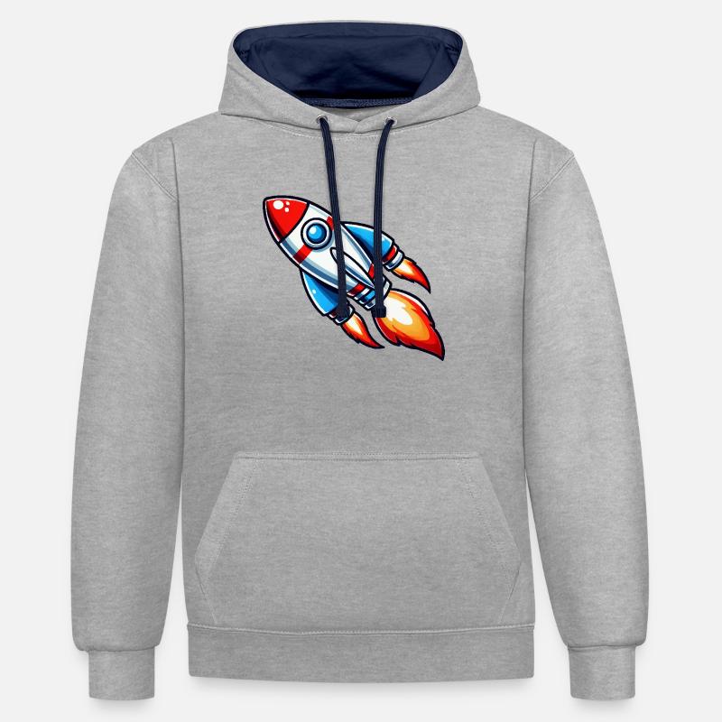 fusée - Sweat à capuche contrasté - gris chiné/bleu marine