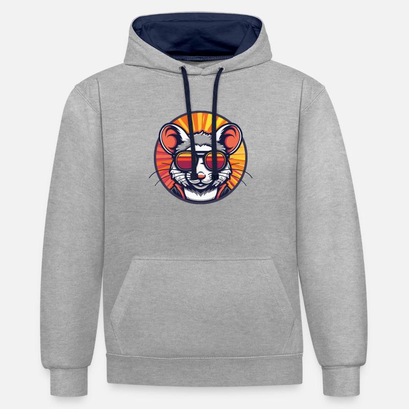 Mouse Comic Cool - Contrast hoodie - heather grey/navy