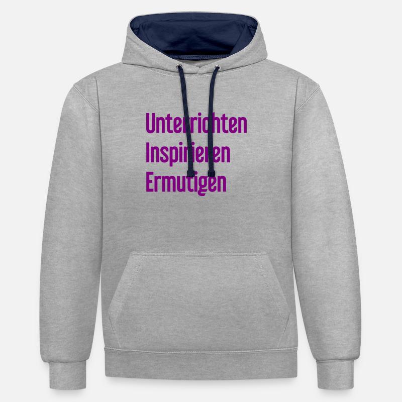 Enseigner, inspirer, encourager - Sweat à capuche contrasté - gris chiné/bleu marine