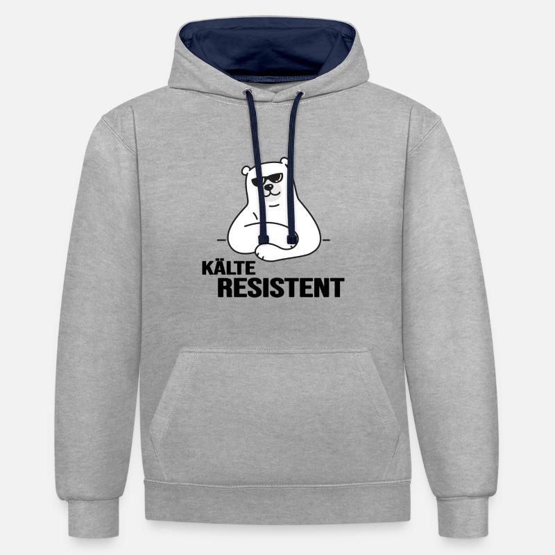 Eisbader winterschwimmen im Eisbad kälteresistent - Kontrast-Hoodie - Grau meliert/Navy