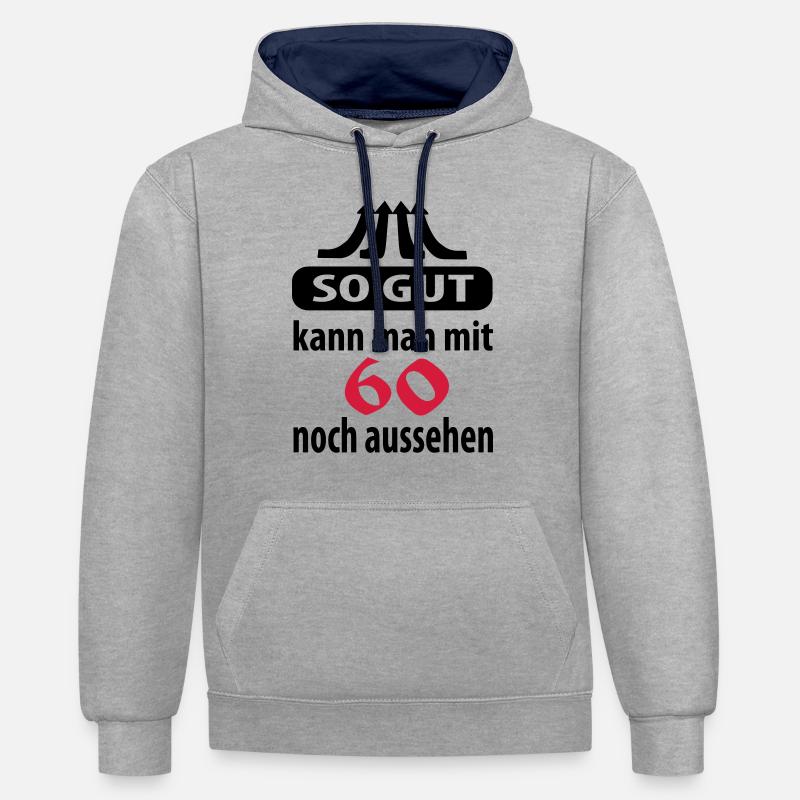 so_gut_60 - Sweat à capuche contrasté - gris chiné/bleu marine