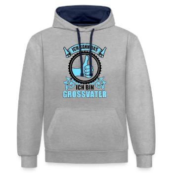 Ich kann das ich bin Großvater - Kontrast-Hoodie - Grau meliert/Navy - Vorne - Liana (172cm) & Jaron (178cm)