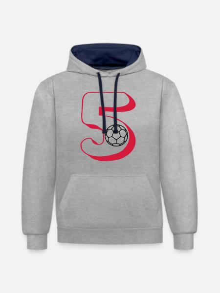 Number 5 handball player - Contrast hoodie - heather grey/navy