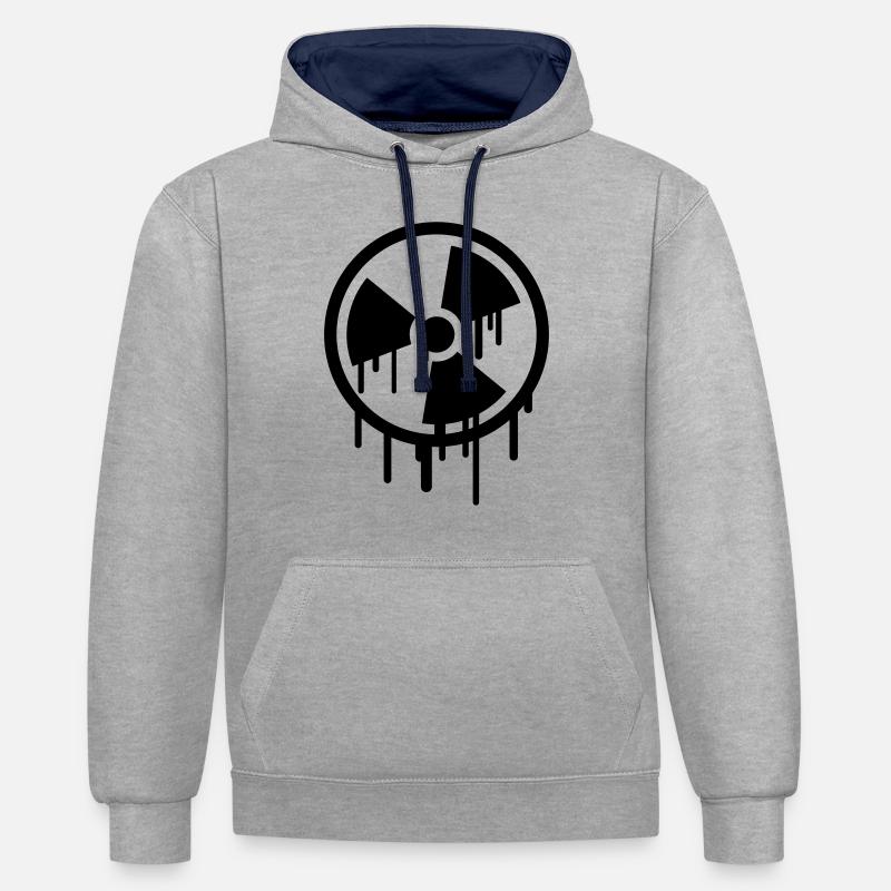 Atom Symbol Graffiti - Sweat à capuche contrasté - gris chiné/bleu marine