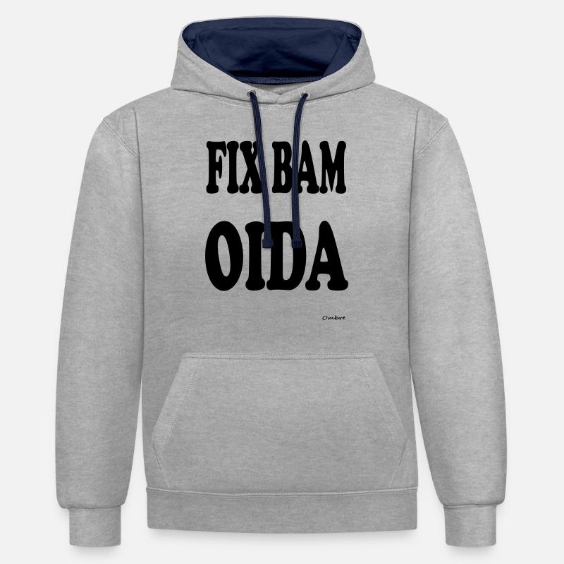 FIX BAM OIDA - Sweat à capuche contrasté - gris chiné/bleu marine