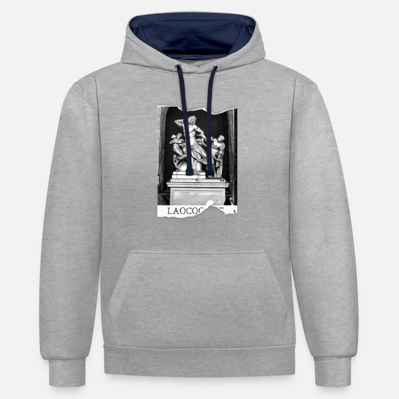 laocoonte - Sweat à capuche contrasté - gris chiné/bleu marine