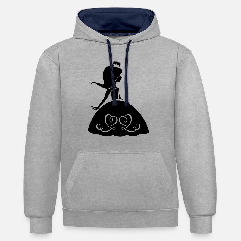 prinzessin_001 - Sweat à capuche contrasté - gris chiné/bleu marine