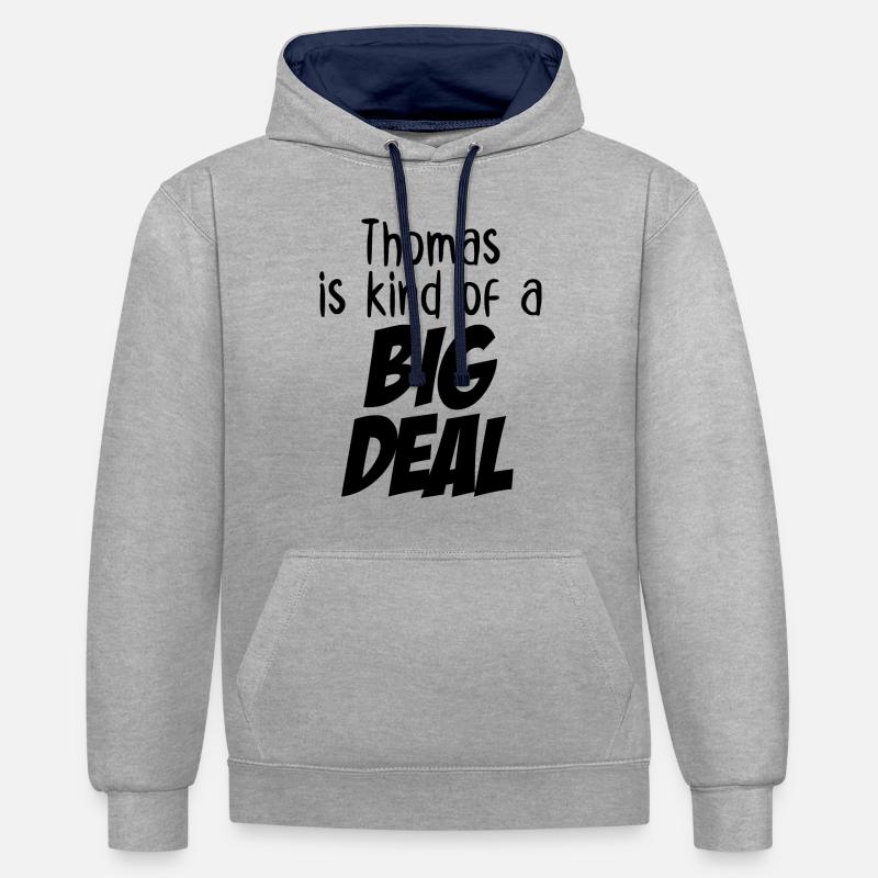 Thomas ist eine große Sache - Kontrast-Hoodie - Grau meliert/Navy