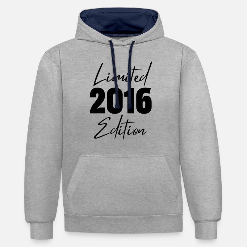 Édition limitée 2016 - Sweat à capuche contrasté - gris chiné/bleu marine