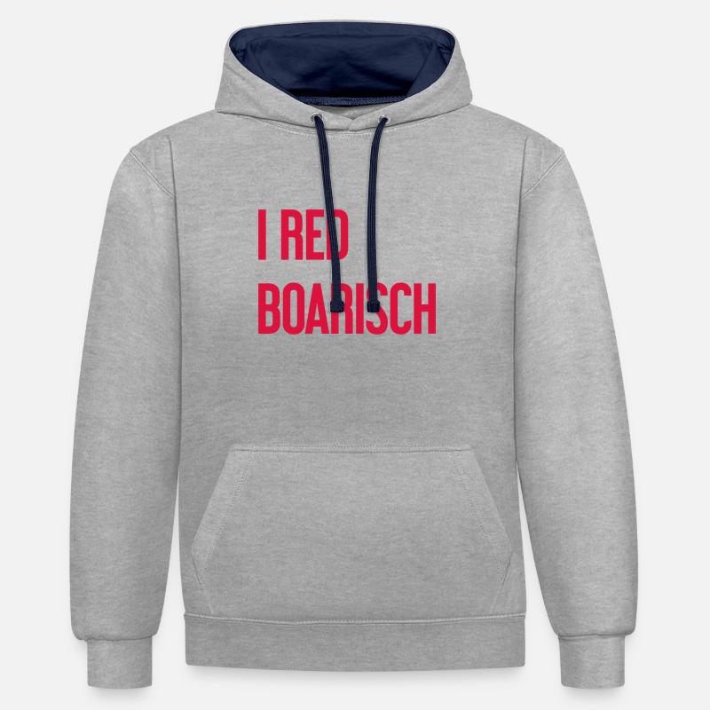 I boarisch rouge - Sweat à capuche contrasté - gris chiné/bleu marine