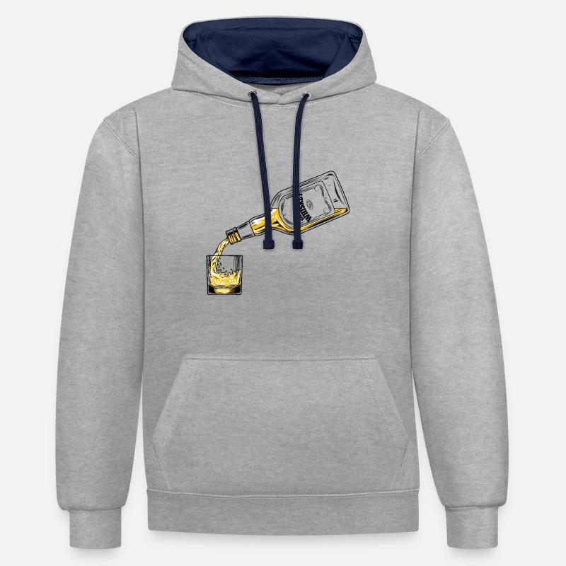 Alcool de whisky - Sweat à capuche contrasté - gris chiné/bleu marine