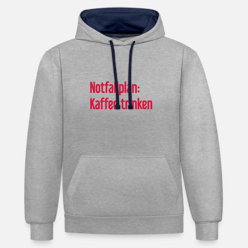 Plan d’urgence pour le café - Sweat à capuche contrasté - gris chiné/bleu marine