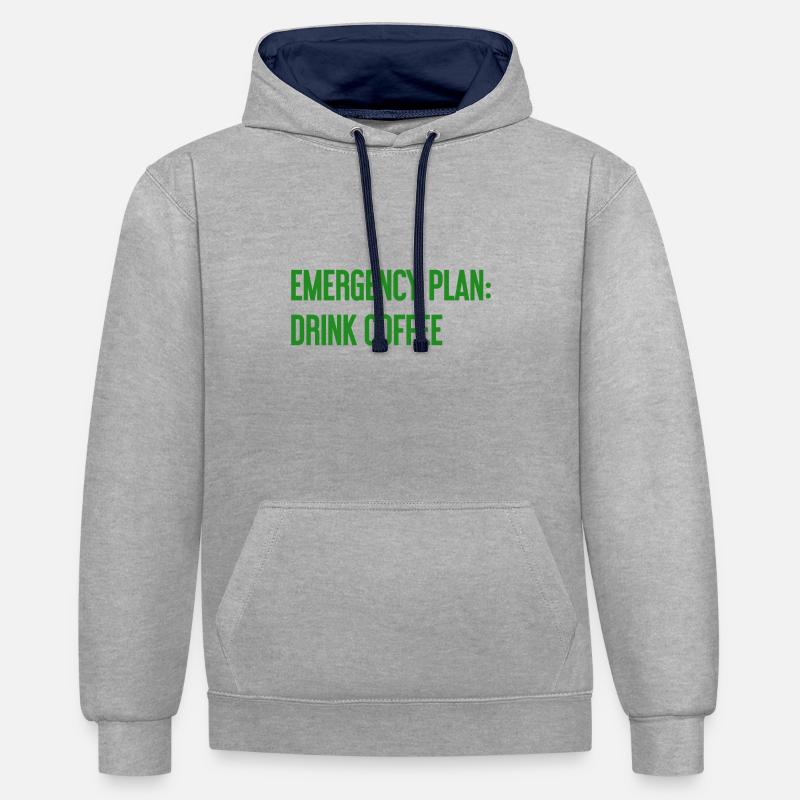 Plan d’urgence pour le café - Sweat à capuche contrasté - gris chiné/bleu marine
