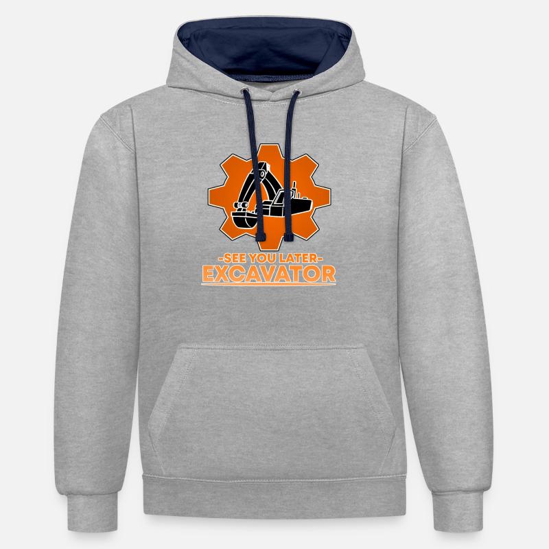 Bagger bagger drôle renard cadeau - Sweat à capuche contrasté - gris chiné/bleu marine