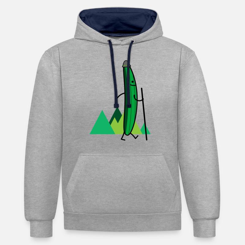 Concombre errant (b) - Sweat à capuche contrasté - gris chiné/bleu marine