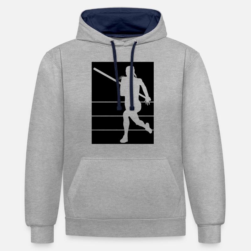 Perchiste - Sweat à capuche contrasté - gris chiné/bleu marine