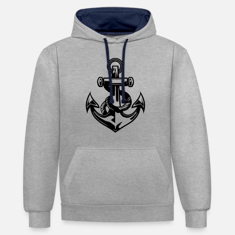 Bateau d’ancre Bateau Nautique - Sweat à capuche contrasté - gris chiné/bleu marine