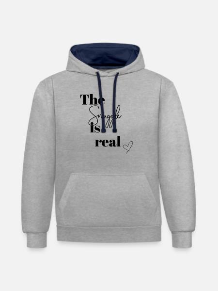 snuggle is real - Contrast hoodie - heather grey/navy