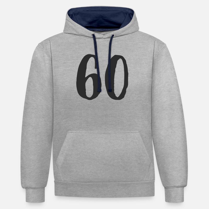 60e anniversaire Numéro Numéro Cadeau - Sweat à capuche contrasté - gris chiné/bleu marine