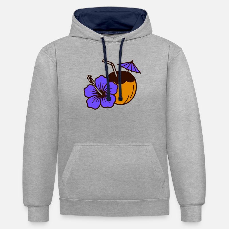 Hawaï - Sweat à capuche contrasté - gris chiné/bleu marine
