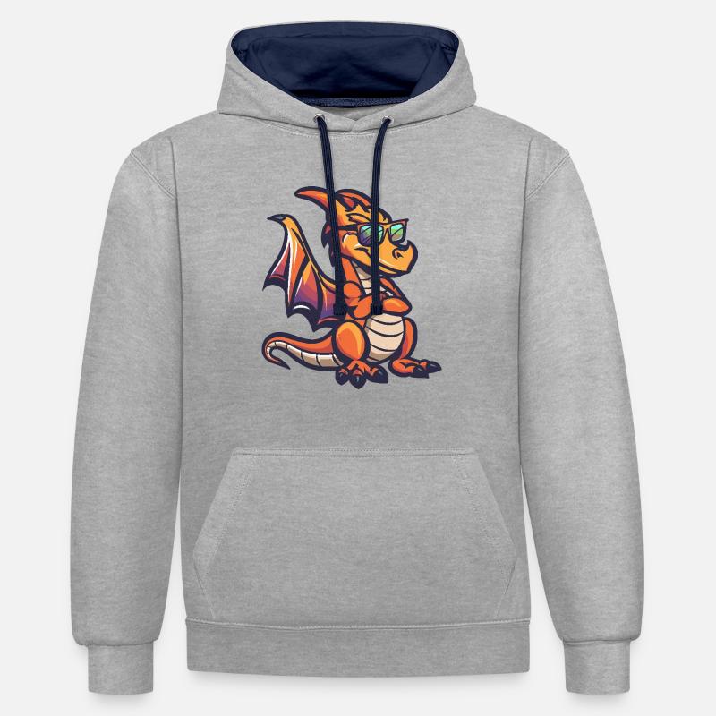 Dragon Cool Bande Dessinée - Sweat à capuche contrasté - gris chiné/bleu marine