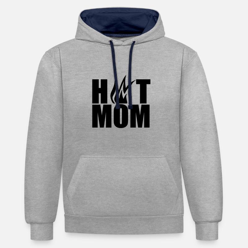 Hot Mom - Sweat à capuche contrasté - gris chiné/bleu marine
