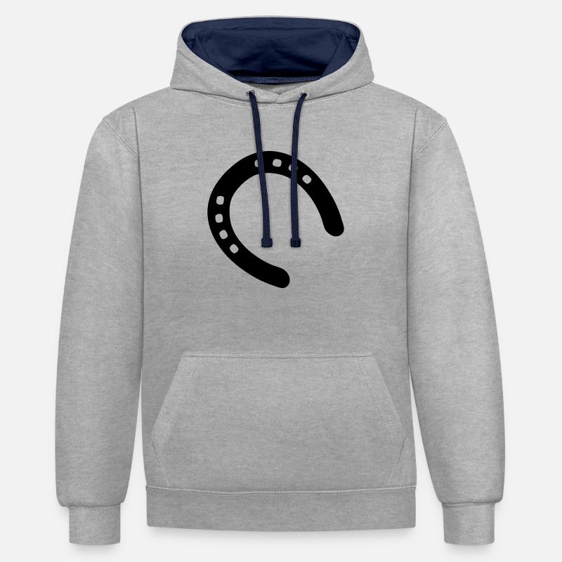 fer à cheval empreintes - Sweat à capuche contrasté - gris chiné/bleu marine