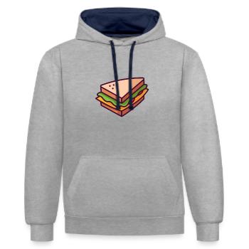 sandwich - Sweat à capuche contrasté - gris chiné/bleu marine - Devant - Liana (172cm) & Jaron (178cm)