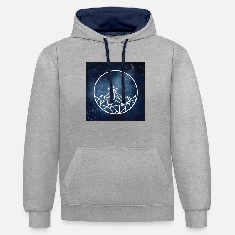 Velaris - Sweat à capuche contrasté - gris chiné/bleu marine