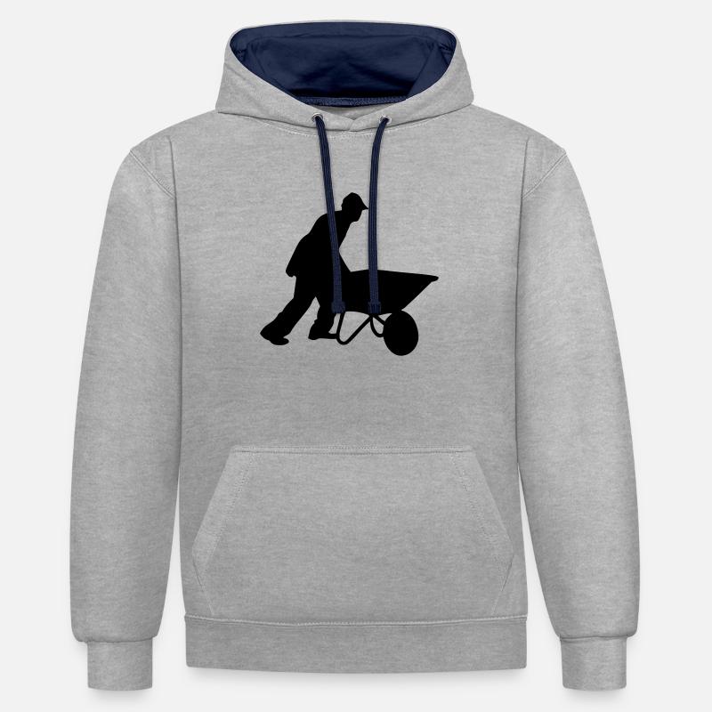 Constructeurs - Sweat à capuche contrasté - gris chiné/bleu marine