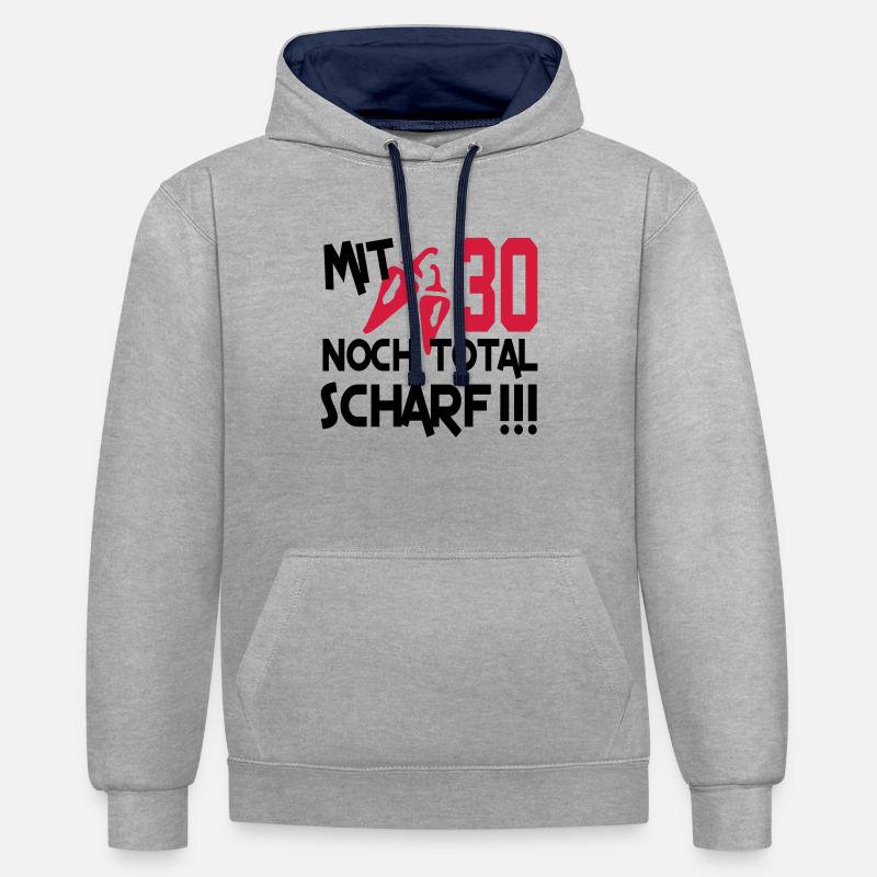 total_scharf_30 - Sweat à capuche contrasté - gris chiné/bleu marine