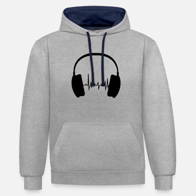 Écouteurs et Beat - Sweat à capuche contrasté - gris chiné/bleu marine