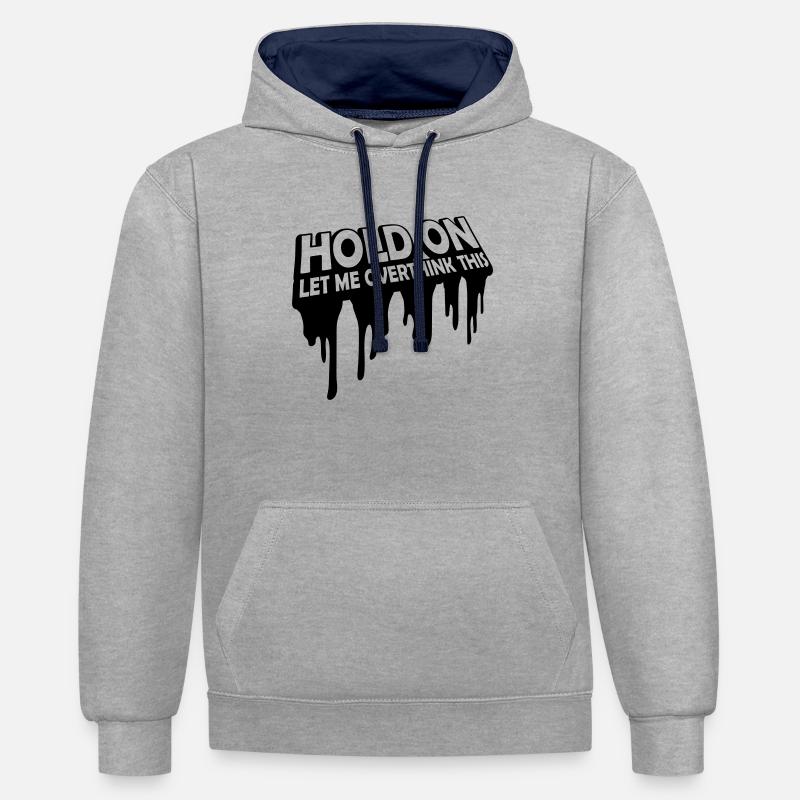 Permettez-moi d’exagérer - Sweat à capuche contrasté - gris chiné/bleu marine