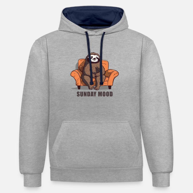 Ambiance du dimanche - Sweat à capuche contrasté - gris chiné/bleu marine