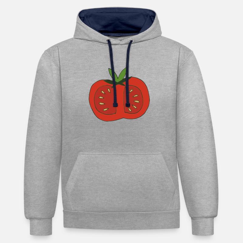 Tomate coupée en deux - Sweat à capuche contrasté - gris chiné/bleu marine