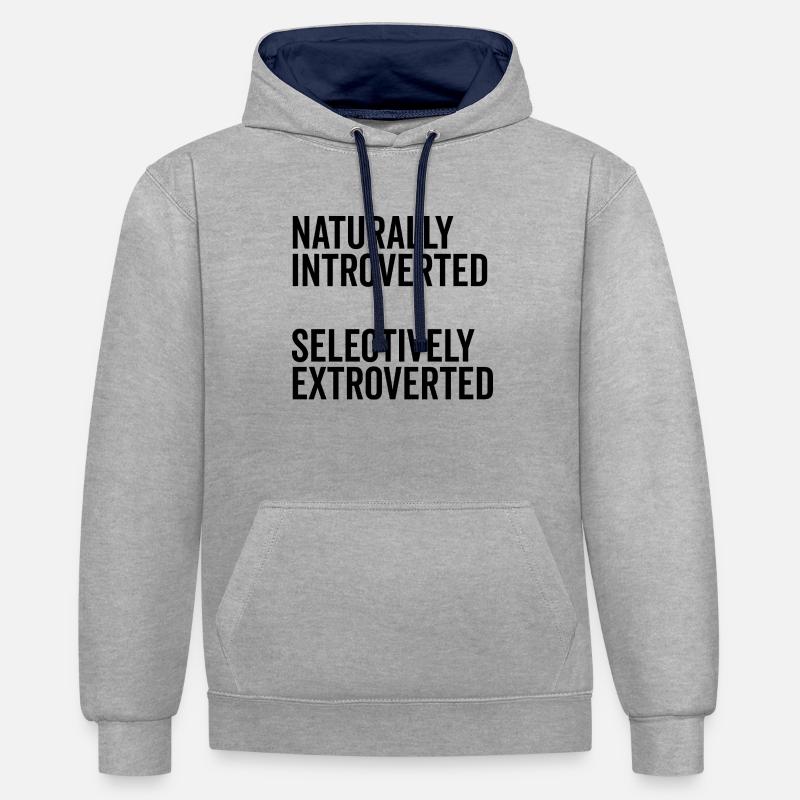 Naturellement introverti Extraverti sélectif - Sweat à capuche contrasté - gris chiné/bleu marine