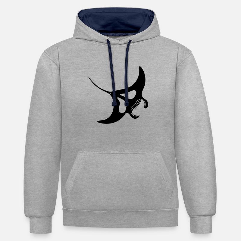 Manta Rochen Vector - Sweat à capuche contrasté - gris chiné/bleu marine