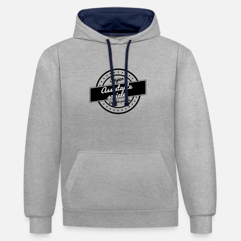 Super assistante sociale - Sweat à capuche contrasté - gris chiné/bleu marine