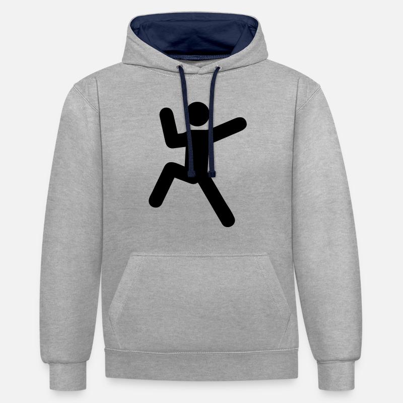 varappe - Sweat à capuche contrasté - gris chiné/bleu marine