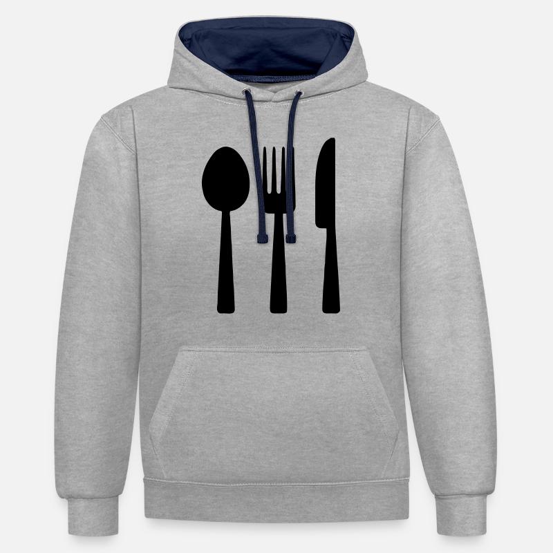 Couverts de table - Sweat à capuche contrasté - gris chiné/bleu marine