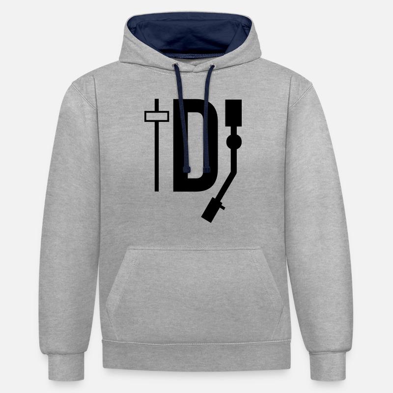 DJ - DEEJAY - Sweat à capuche contrasté - gris chiné/bleu marine