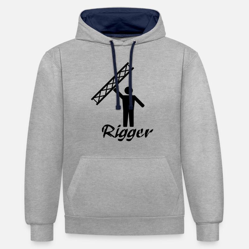 rigger - Kontrast-Hoodie - Grau meliert/Navy