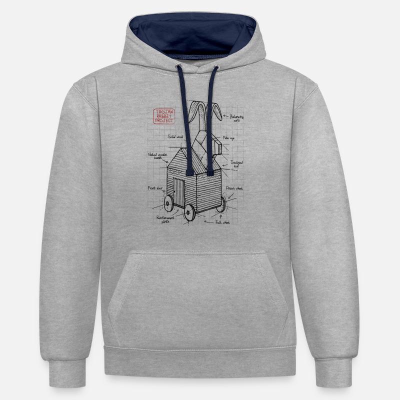Trojan Rabbit - Sweat à capuche contrasté - gris chiné/bleu marine