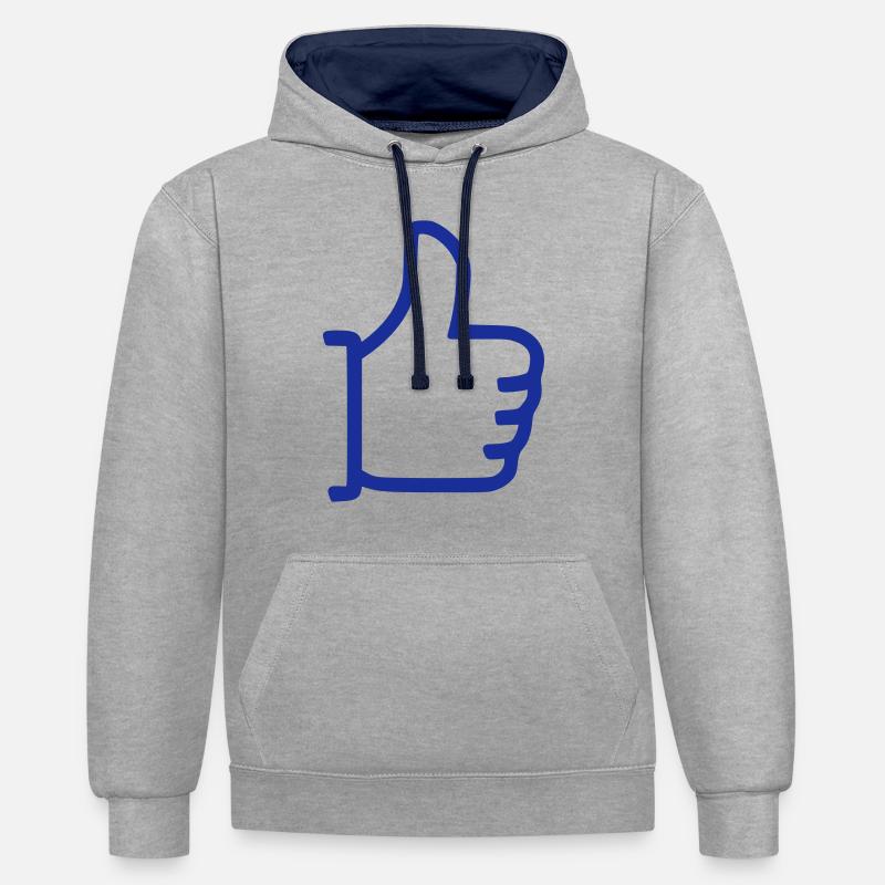 Comme - pouces vers le haut - Sweat à capuche contrasté - gris chiné/bleu marine