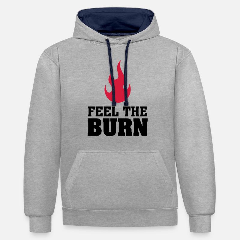 Feel The Burn (Flame) - Kontrast-Hoodie - Grau meliert/Navy