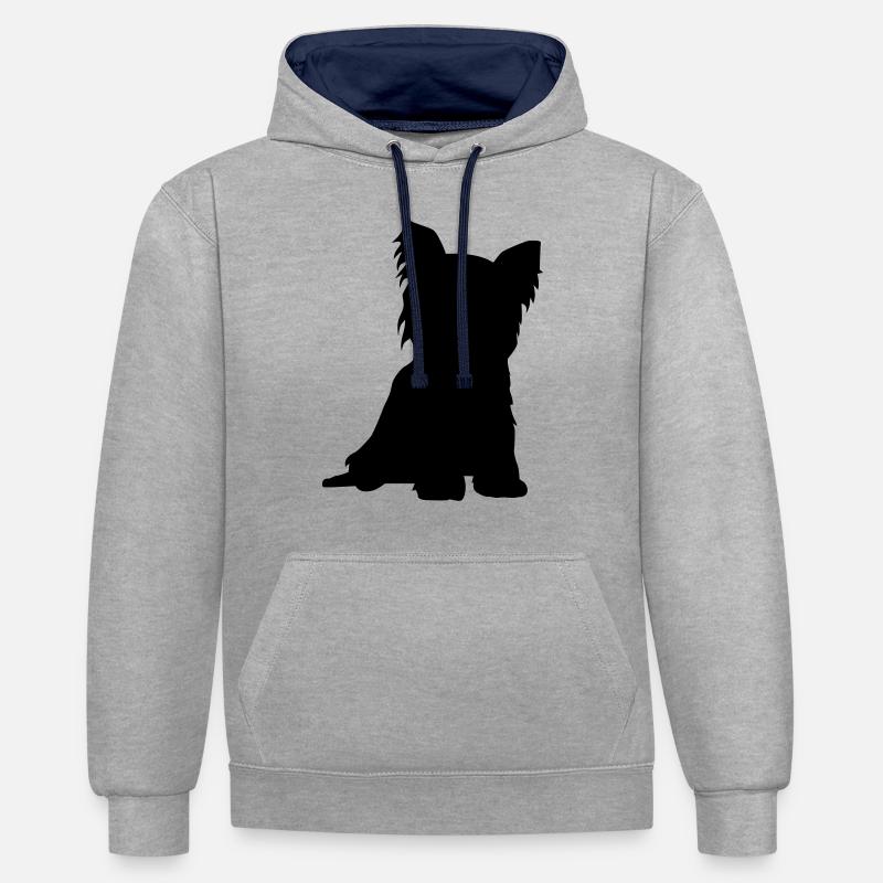 Yorkshire - Sweat à capuche contrasté - gris chiné/bleu marine