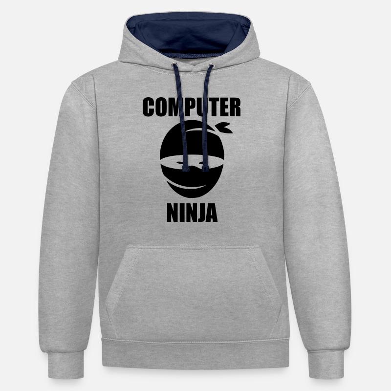 ninja informatique - Sweat à capuche contrasté - gris chiné/bleu marine