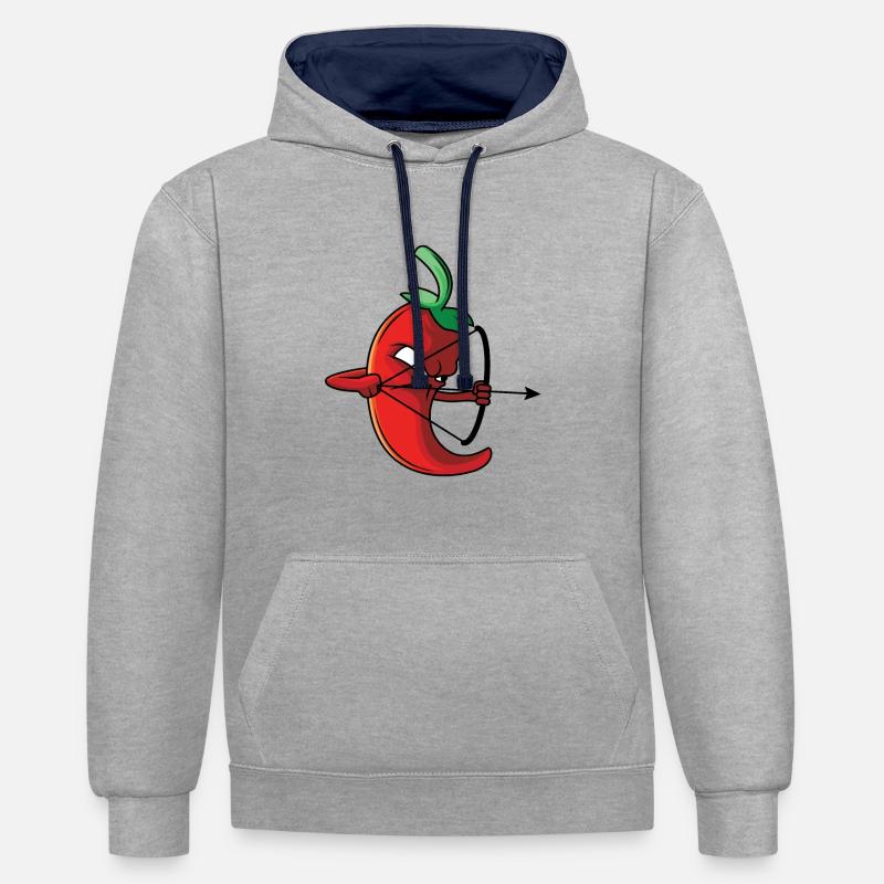 Sharp chili archer - Sweat à capuche contrasté - gris chiné/bleu marine