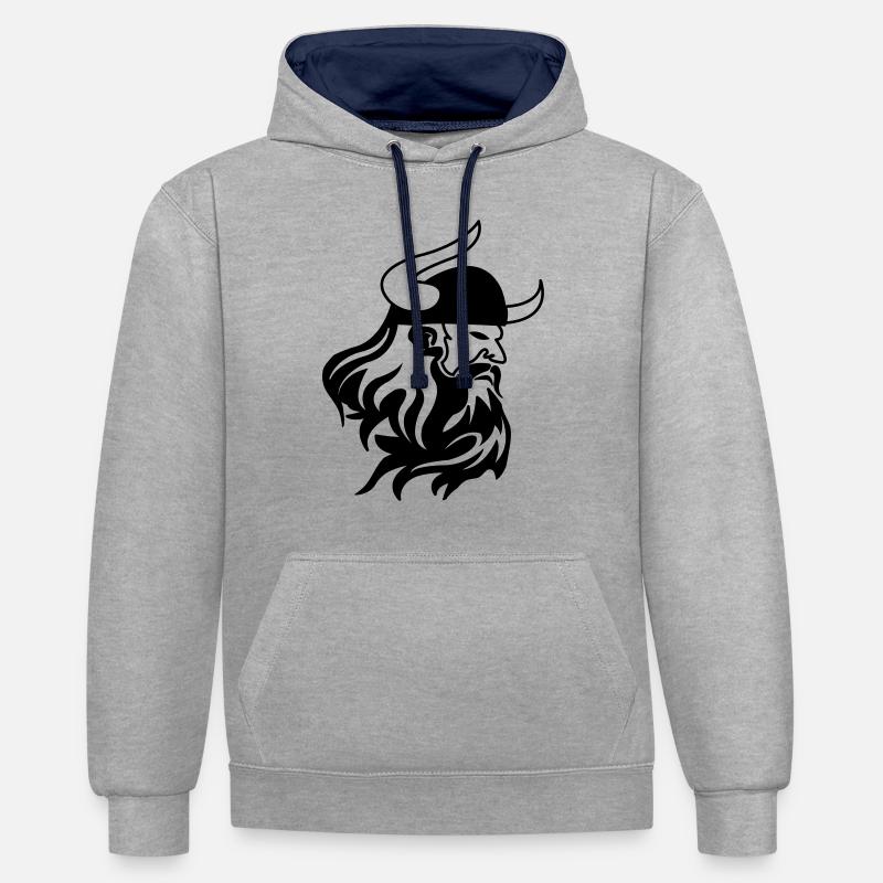 wikinger_00 - Sweat à capuche contrasté - gris chiné/bleu marine