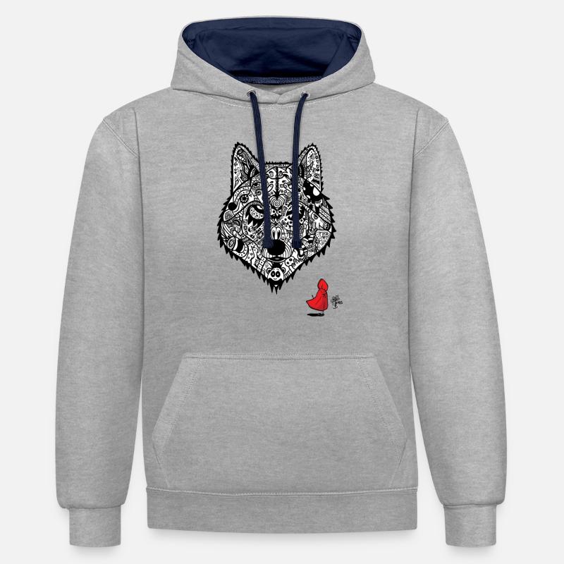 Rotkäppchens Wolf - Kontrast-Hoodie - Grau meliert/Navy
